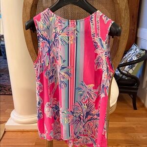 Lilly Pulitzer Pink and Blue Silk With Gold Buttons, Never Worn